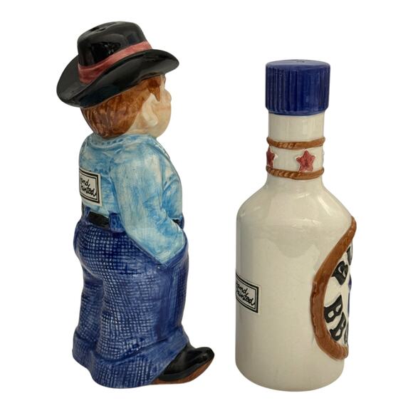 BUBBA'S Barbeque Salt & Pepper Shaker Western Cowboy Hand Painted OCI 1992 RARE - Picture 5 of 13